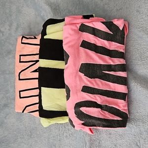 PINK Victoria's Secret Short Sleeve T-Shirts (Variety Bright Colors 3-Pack)